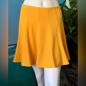 Michael Kors Yellow Skater Pleated Mini Skirt